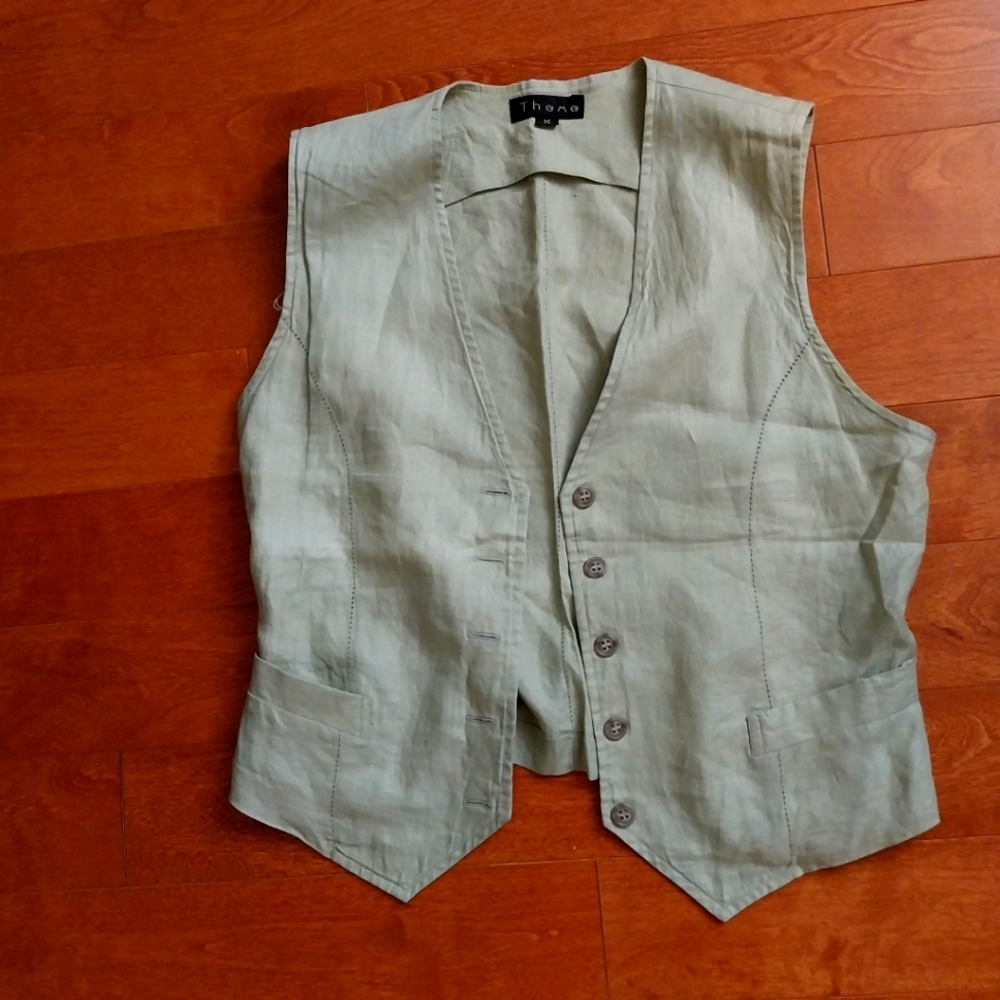 🍀🌱Linen  Olive Green Vest